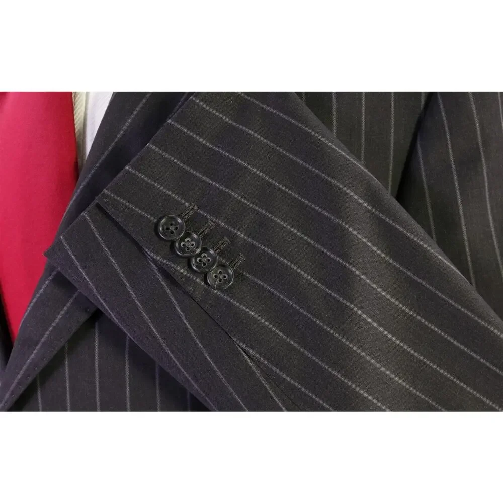 Banana Republic Gray Bold Pinstripe Peak Lapel 2-Btn Wool Suit 44R